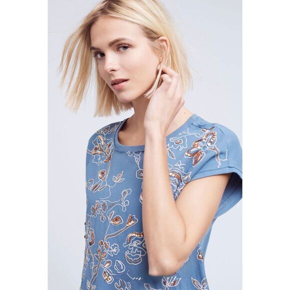 Anthropologie Akemi + Kin Hildie Sleeveless Gold Sequin Sweatshirt  S - Picture 1 of 8